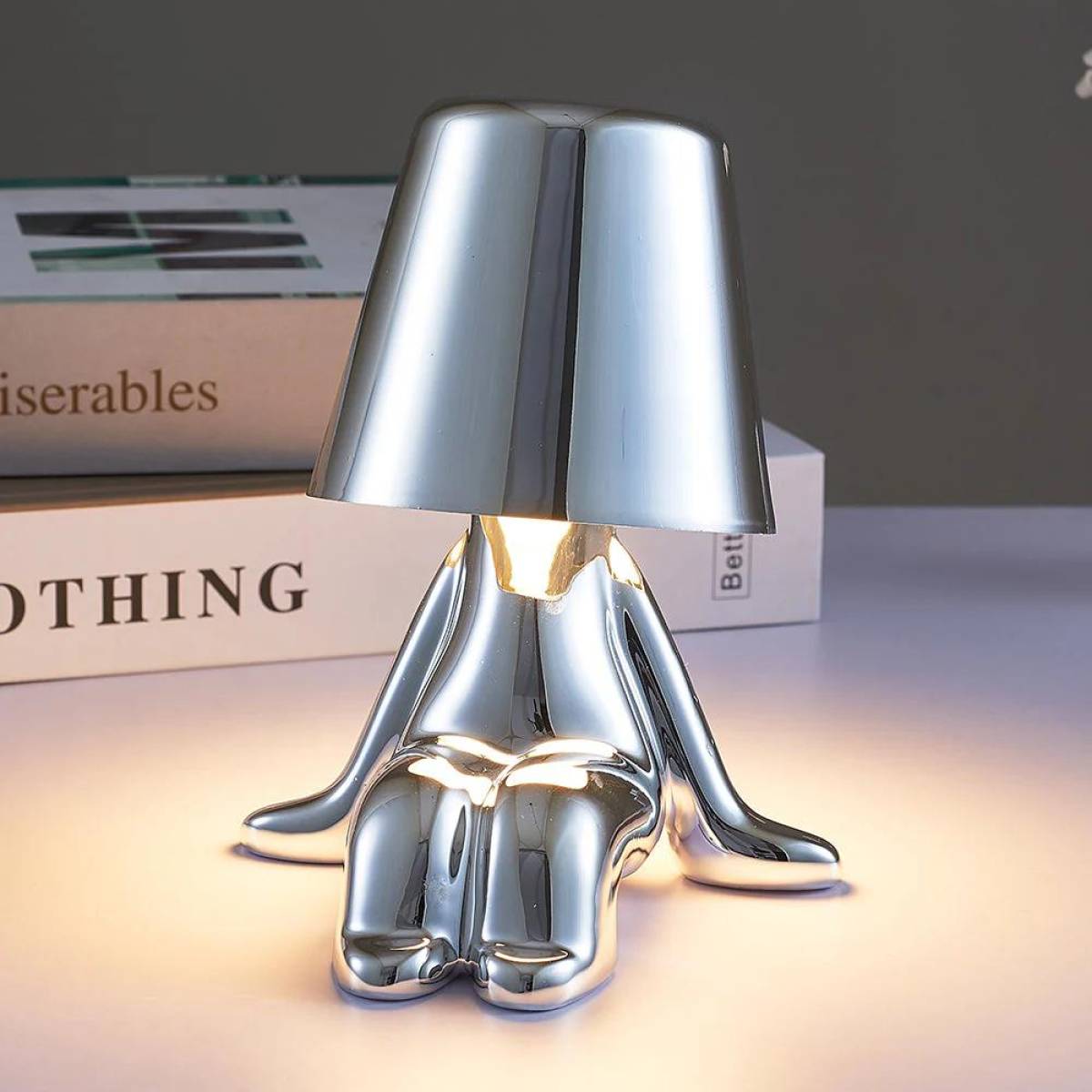 Thinker Silver Led Table Lamp With Touch Control, 3 Light Modes, Sk1951428c