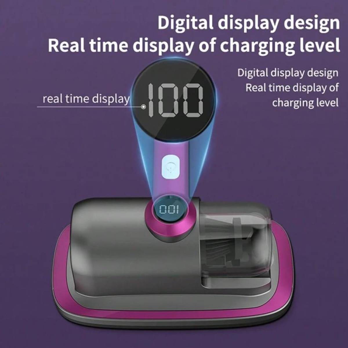 Wireless Mite Vacuum Cleaner Uv-c Sterilization – Powerful Suction, Purple, Bf-c01