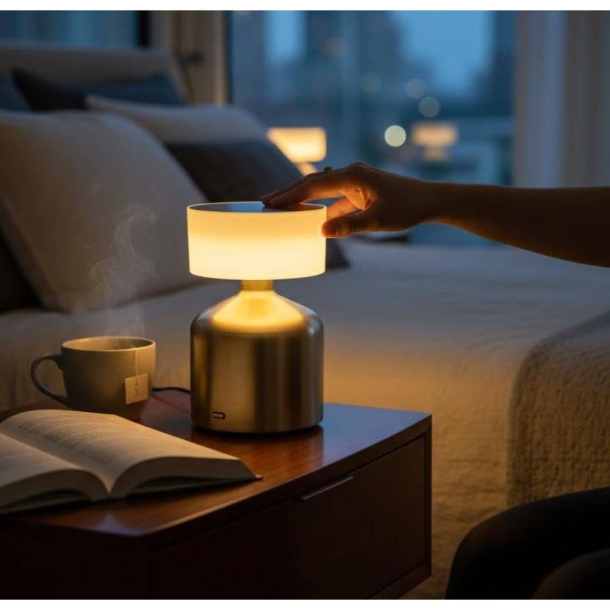 Versatile Gold Cordless Table Lamp – 13 cm, Touch Control, 3 Light Levels, Sk1951412