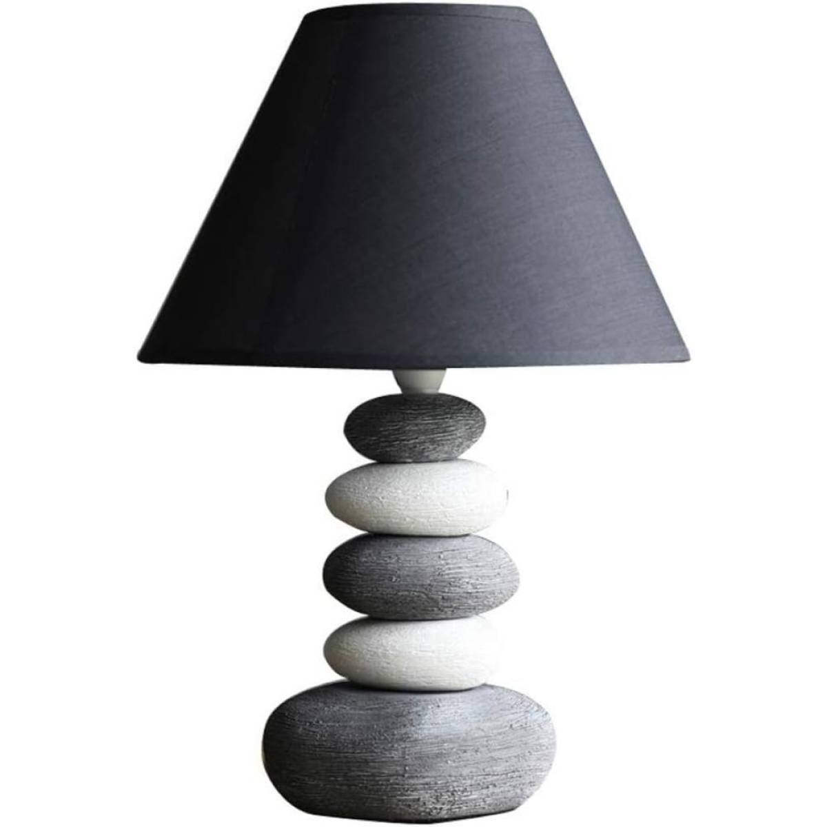 Stacked Stone Ceramic Table Lamp 37 Cm – Fabric Shade, Sk922