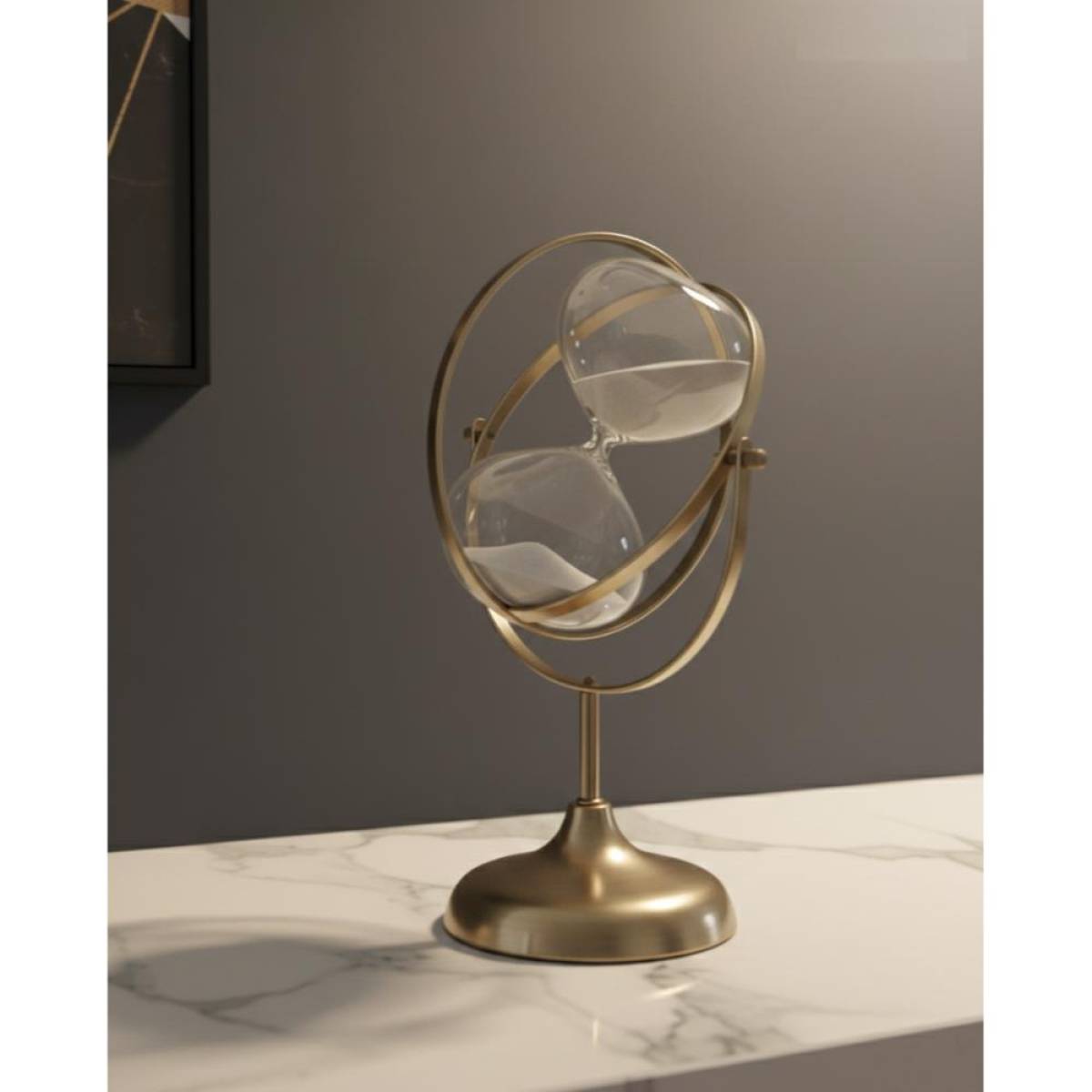Antique Brass Rotating Sand Hourglass Timer – European Desk Decor, Sk912