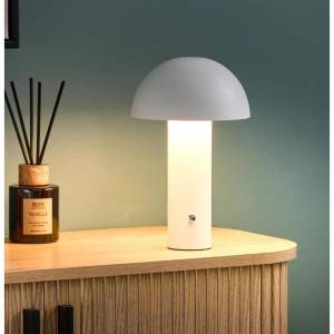 White Wireless Mushroom Led Table Lamp 22 cm With Touch Dimming, Sk195146