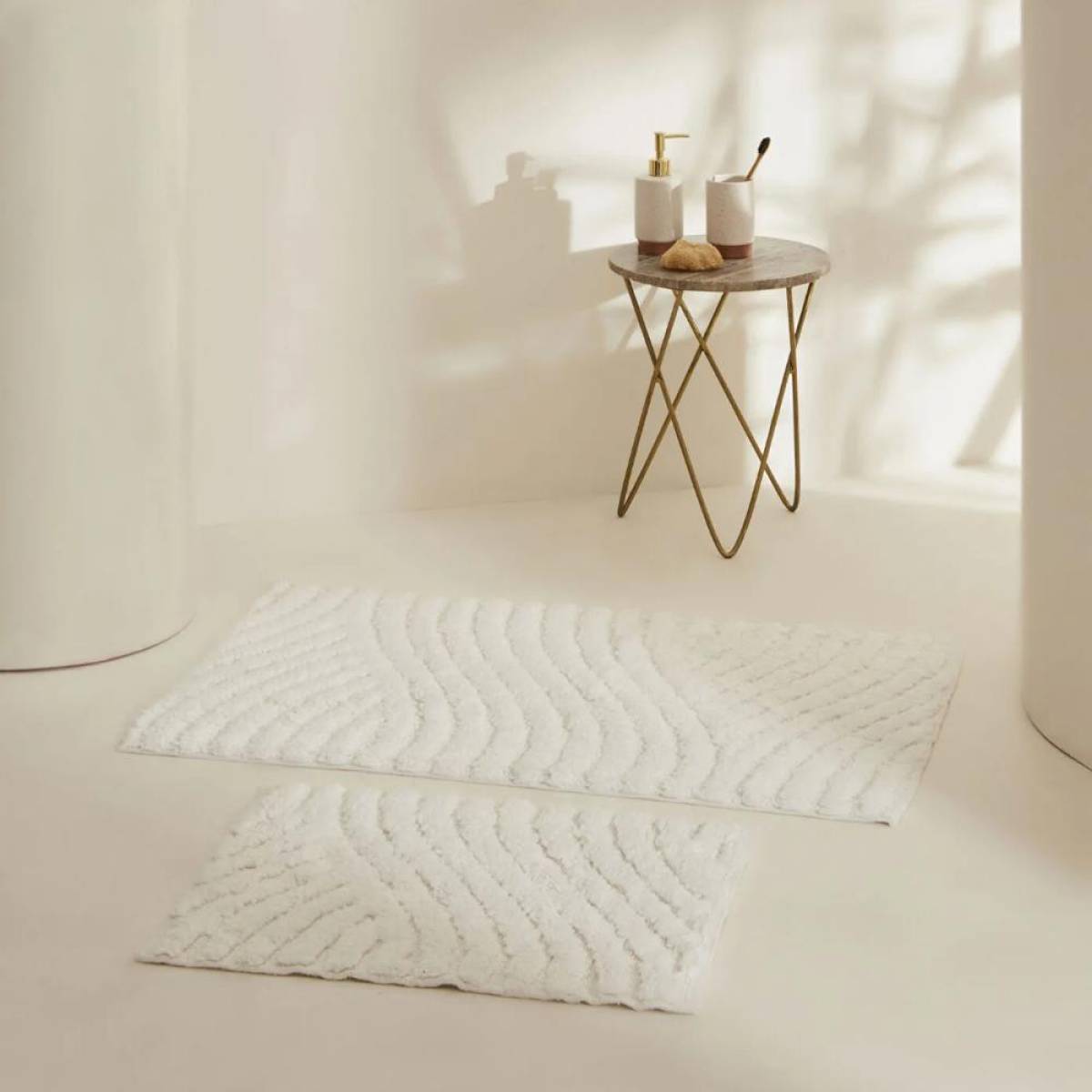 Karaca Home Roma 2-piece Bathmat Set - Ecru, 8680214393925