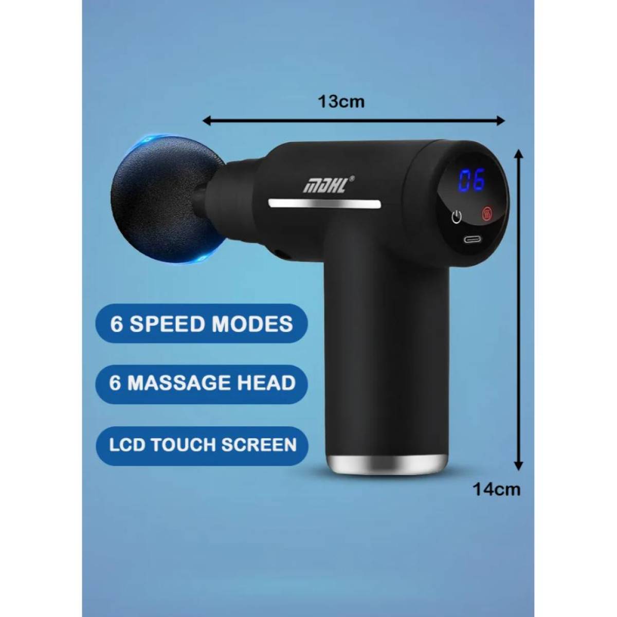Mdhl Warm Compress Massager Bend Fuselage, Multi-head Design, 6 Adjustable Gears, Md-xy18