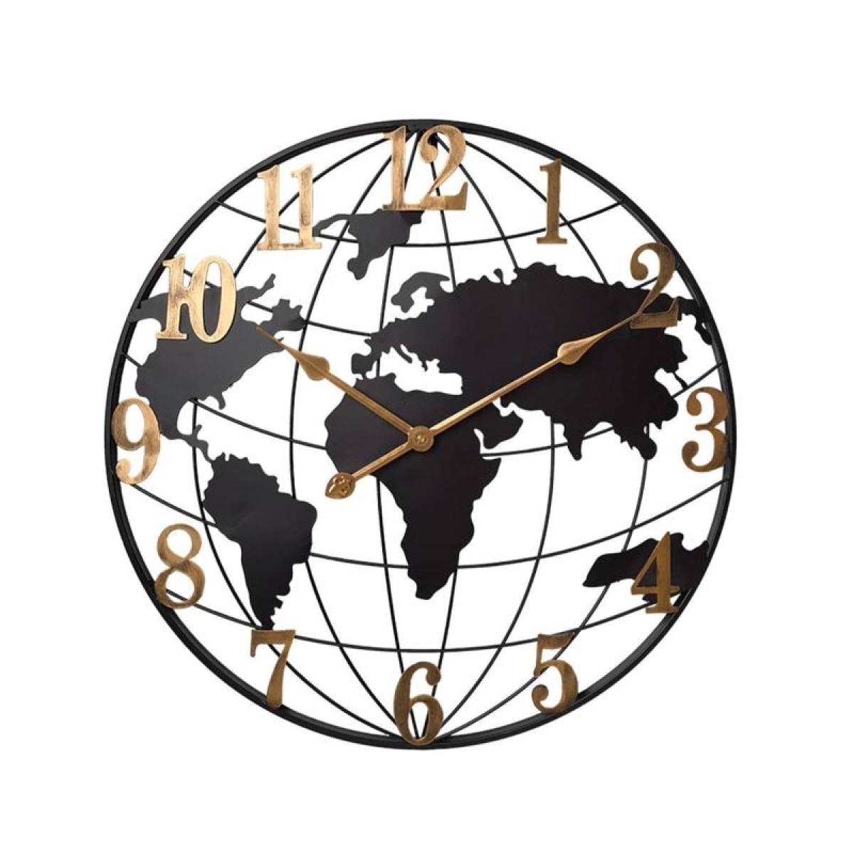 Large 76 Cm World Map Wall Clock – Metal Silent Quartz Clock For Modern Interiors, Sk957