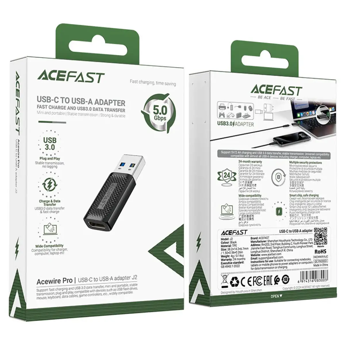 AceFast USB-C to USB-A Adapter J2
