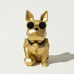 Gold Geometric French Bulldog Figurine, Multi-functional Desk And Home Organizer, Sk881