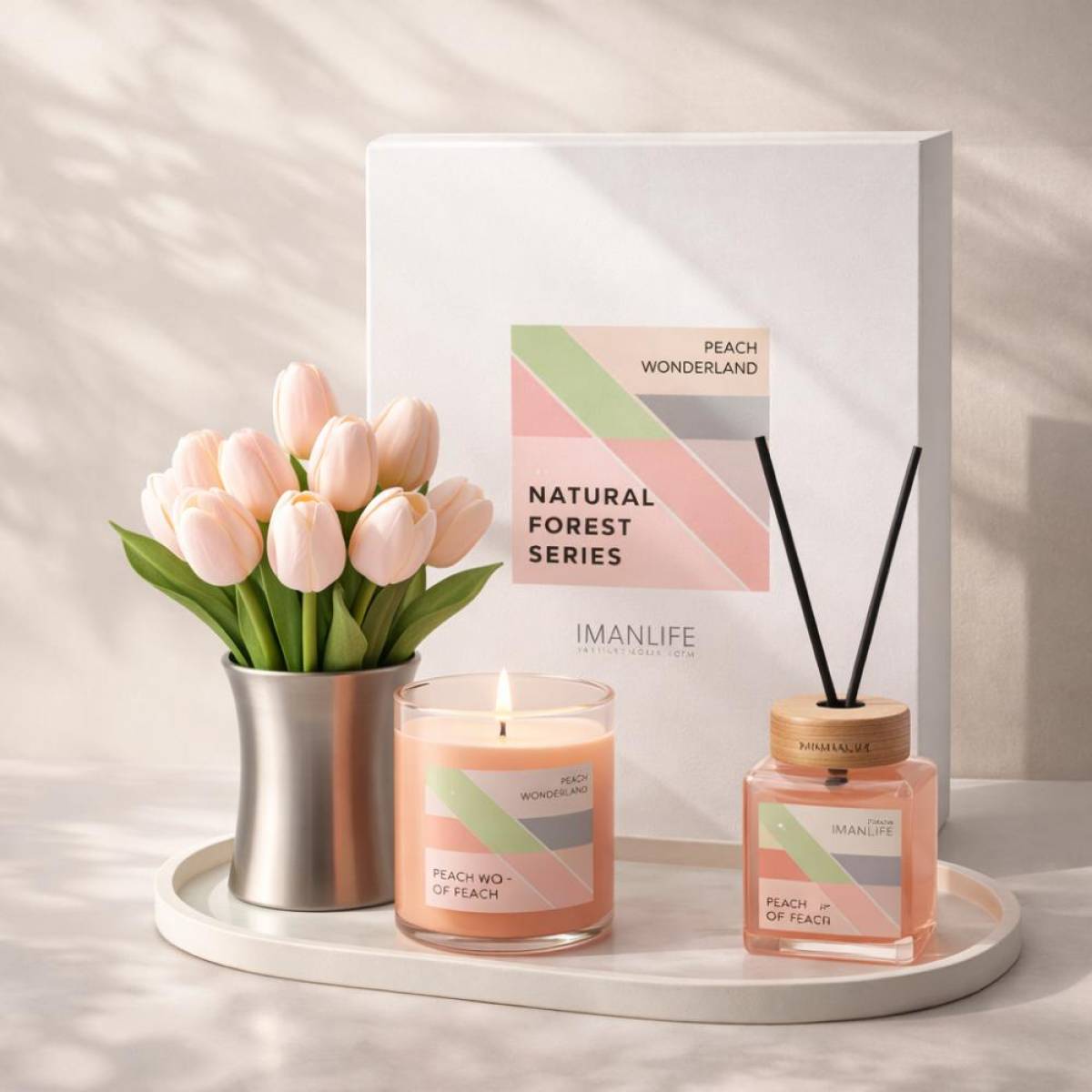 Finmanlife Peach Wonderland Home Fragrance & Decor Gift Set – Rural Forest Series, Sk928p