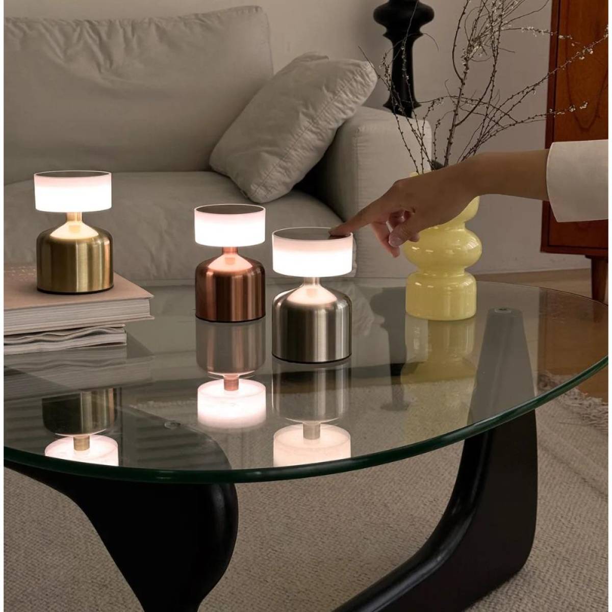 Versatile Bronze Cordless Table Lamp – 13 cm, Touch Control, 3 Light Levels, Sk1951411