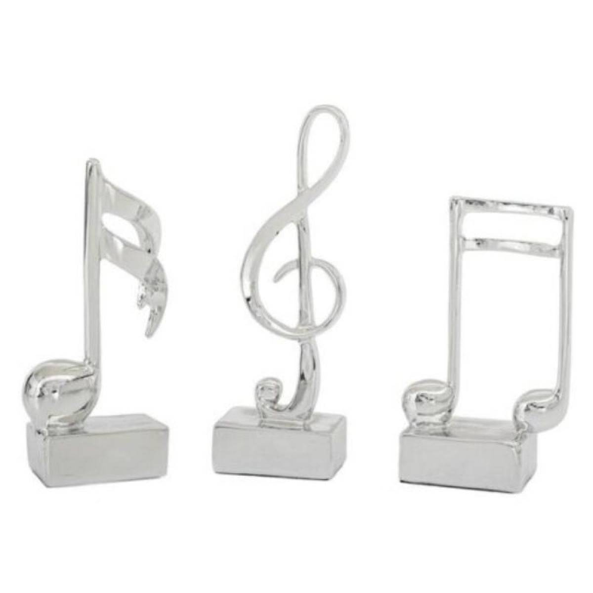 3-piece Silver Music Note Resin Sculptures – Elegant Home And Office Decor, Sk906s