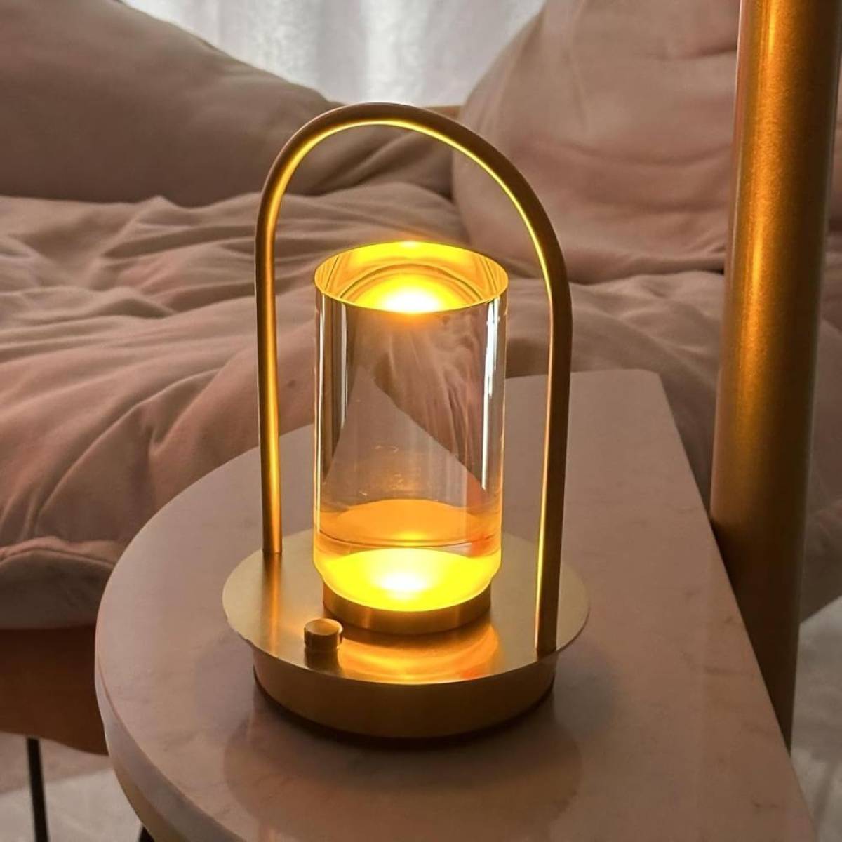 Versatile Cordless Crystal Table Lamp – 18 Cm, Touch Control, Usb Rechargeable, Gold Finish, Sk854