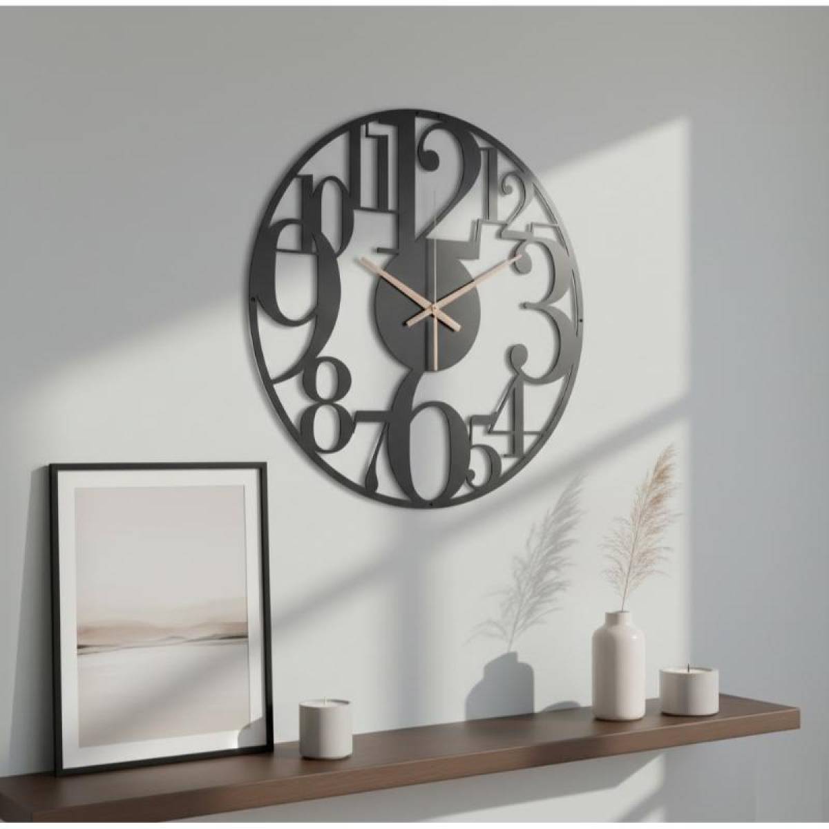 40 Cm Modern Metal Wall Clock With Large Numbers – Silent Quartz, Sk956