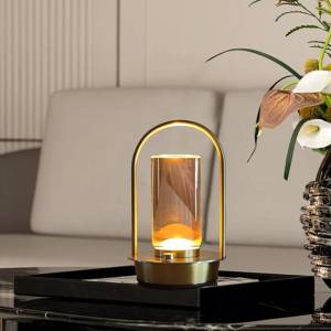 Versatile Cordless Crystal Table Lamp – 18 Cm, Touch Control, Usb Rechargeable, Gold Finish, Sk854