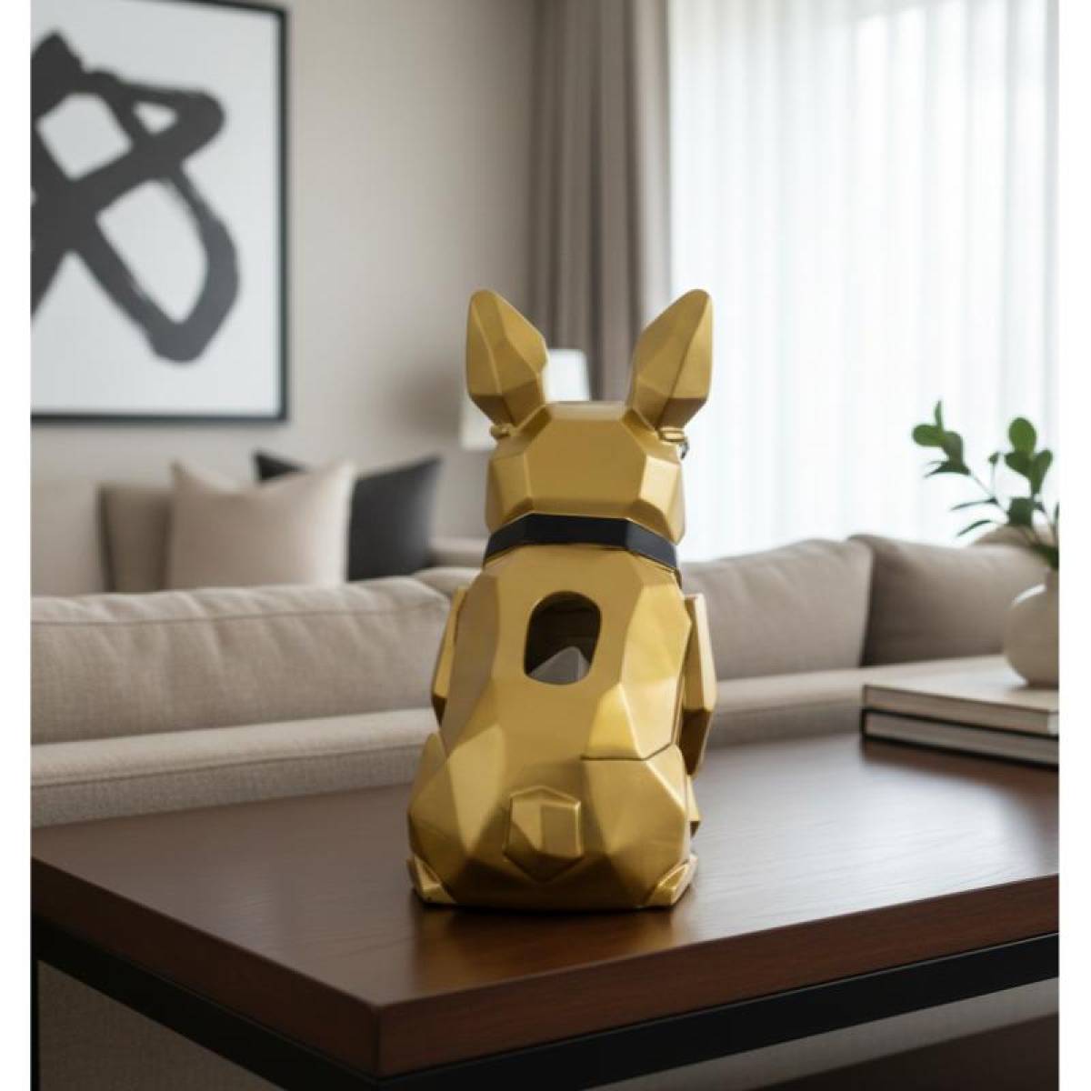 Gold Geometric French Bulldog Figurine, Multi-functional Desk And Home Organizer, Sk881