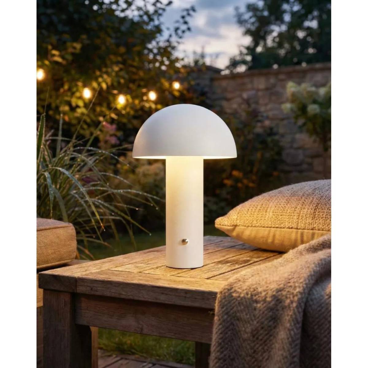 White Wireless Mushroom Led Table Lamp 22 cm With Touch Dimming, Sk195146