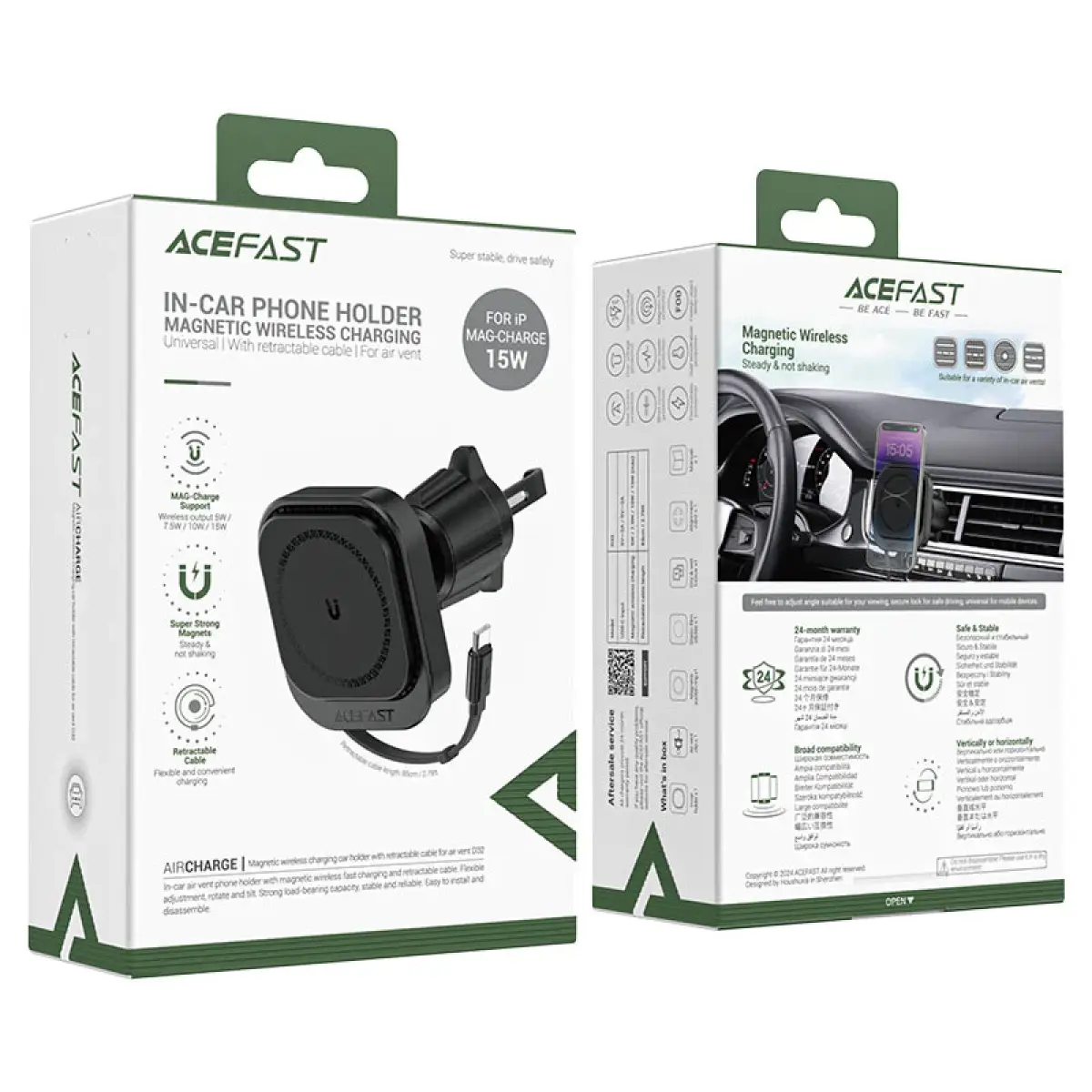 Acefast Fast Wireless Charger Magnetic Car Holder D32