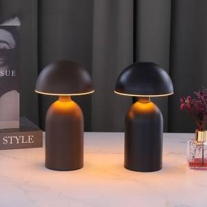 Brown Modern Rechargeable Mushroom Table Lamp 23 Cm – Metal Finish, Sk195144