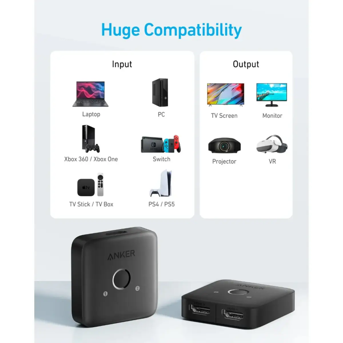 Anker HDMI Switch (2 in 1 Out, 4K HDMI)