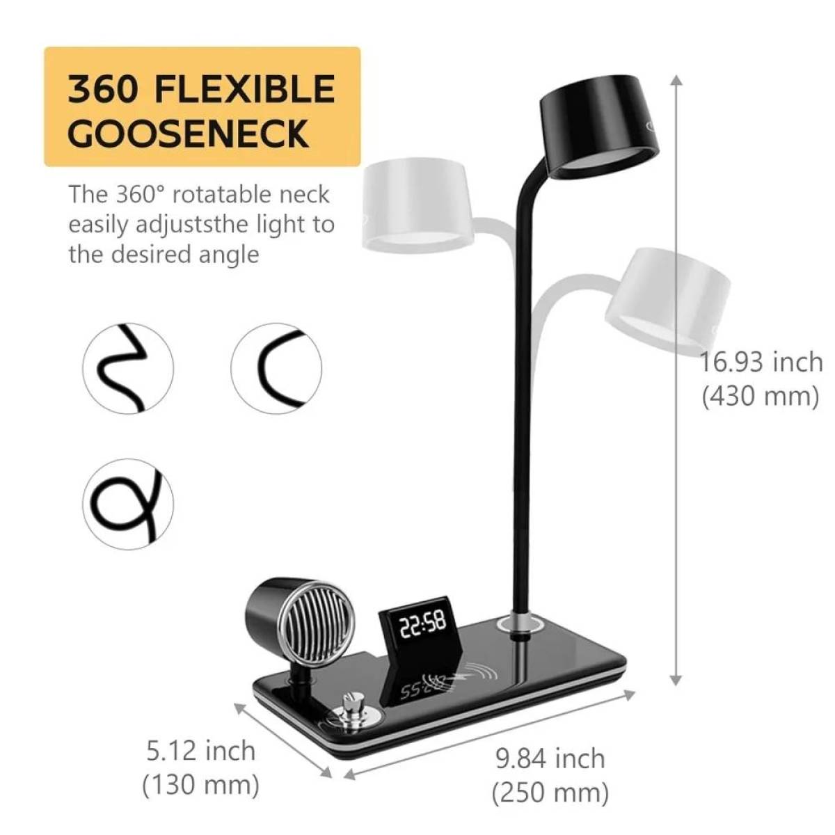 Mdhl Smart Table Lamp – Multi-function: Lighting, Audio – Charging [black], Md-1772