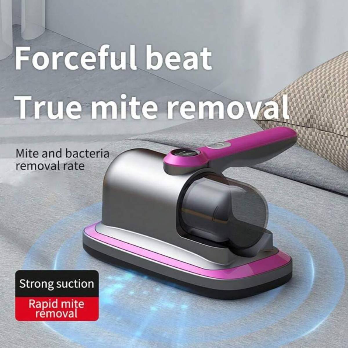Wireless Mite Vacuum Cleaner Uv-c Sterilization – Powerful Suction, Purple, Bf-c01
