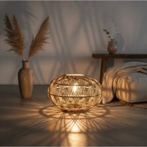 Boho Rattan Pendant Lamp 22×49 Cm, Natural Woven Hanging Shade, Sk967