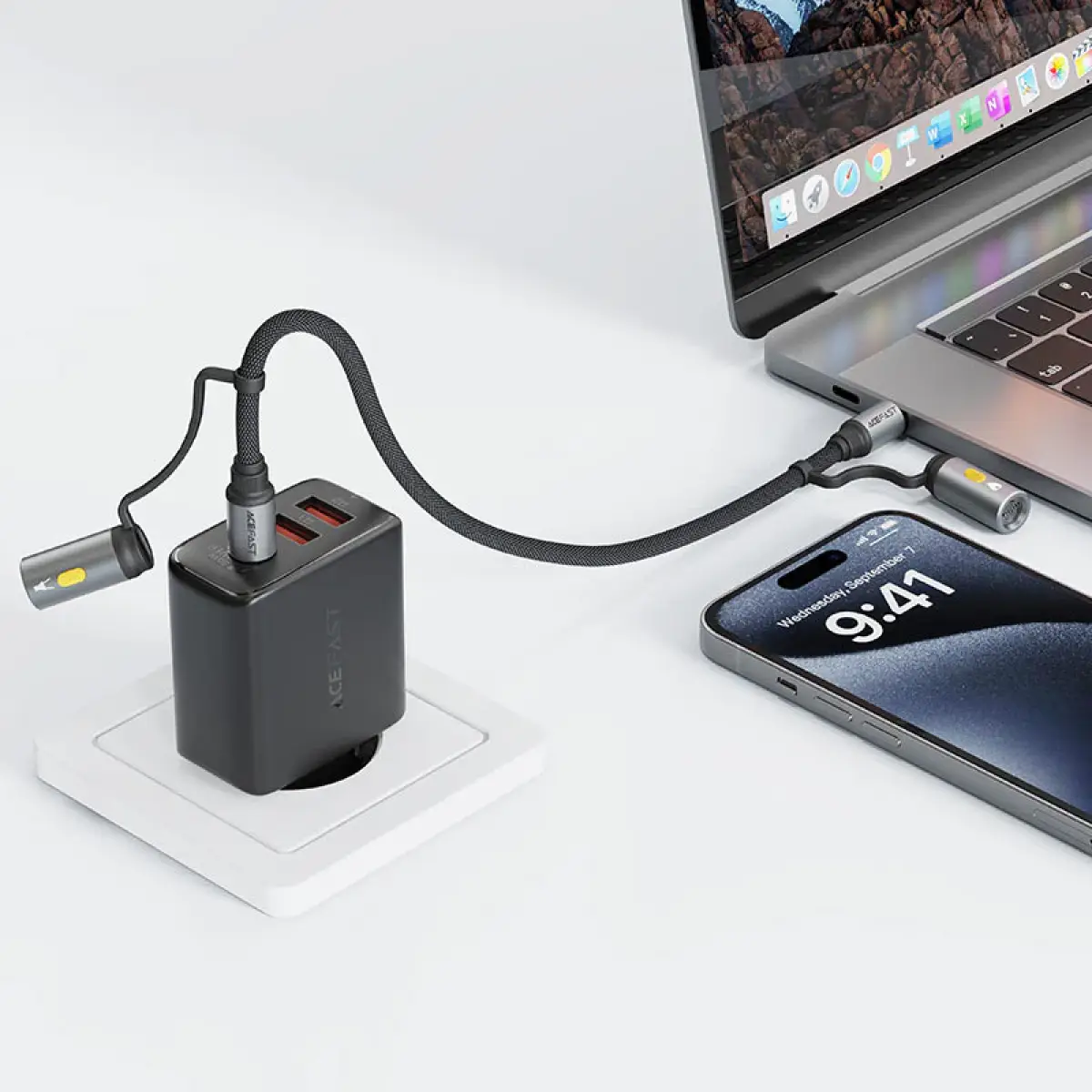 Acefast Charging Data Cable J4 USB-C LED Light Cigarette Lighter