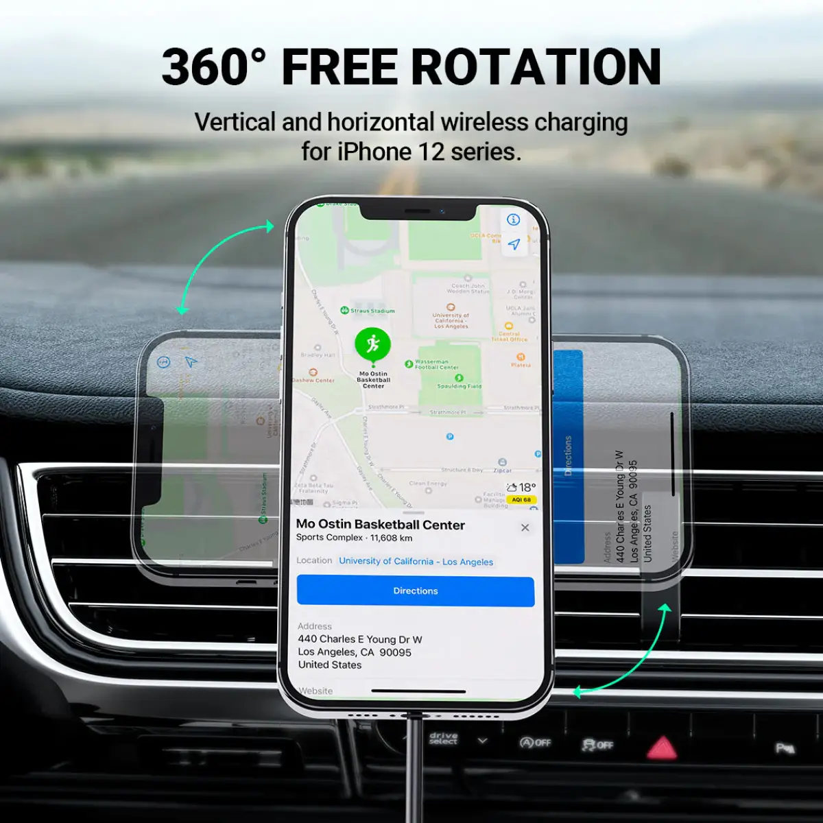 Acefast Fast Wireless Car Charger Mount Magnetic Holder D3 15W