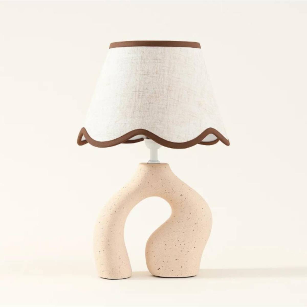 Stone Sculptural Table Lamp – 37 Cm, Ruffled Shade, Sk923