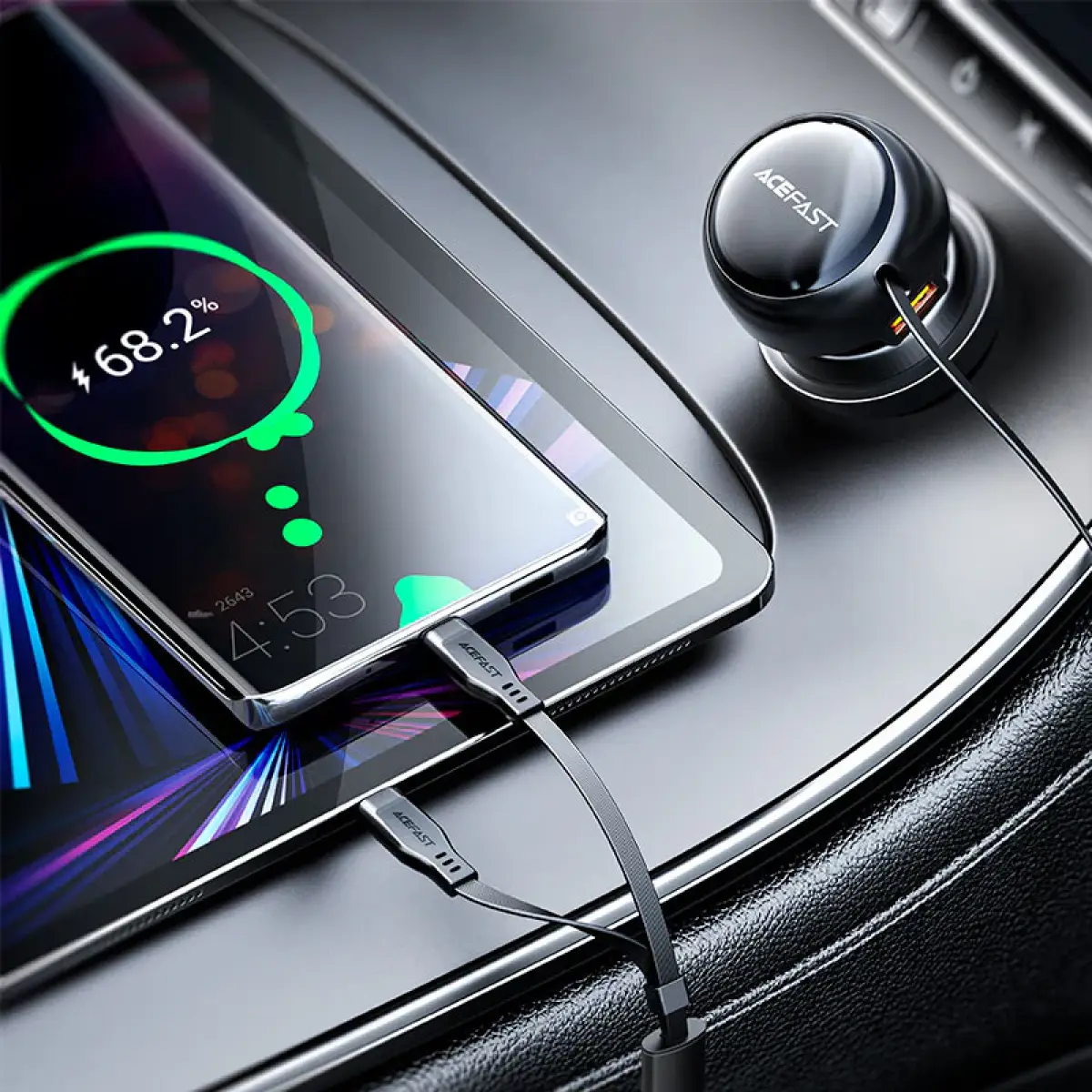 AceFast 53W Fast Charge Car Charger with Cable