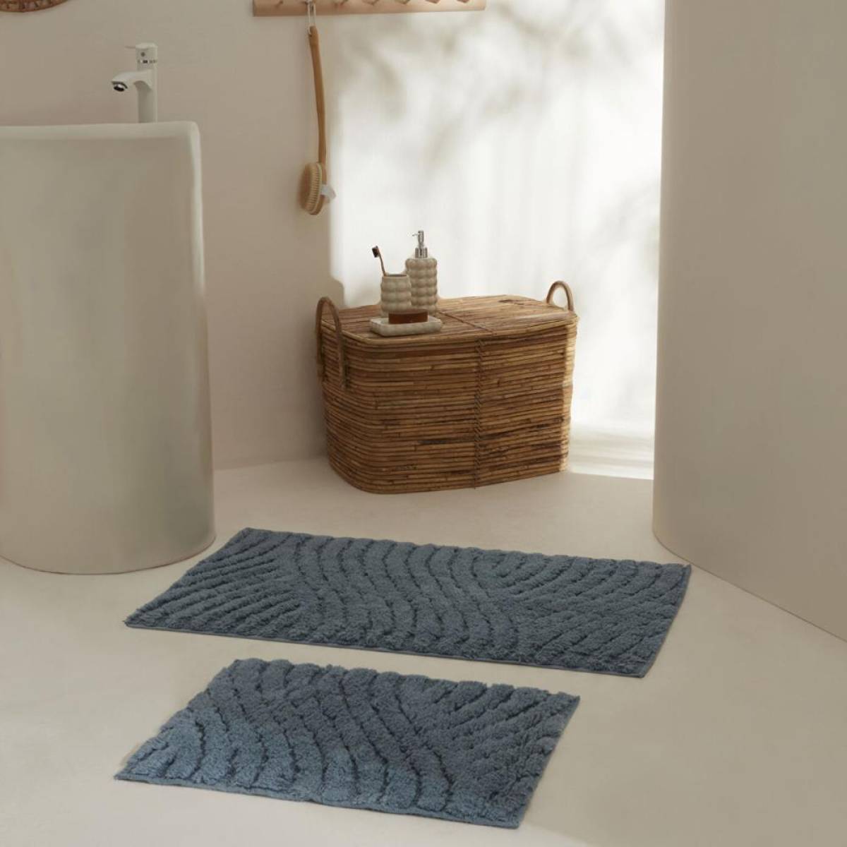 Karaca Home Roma 2-piece Bathmat Set - Indigo, 8680214393918