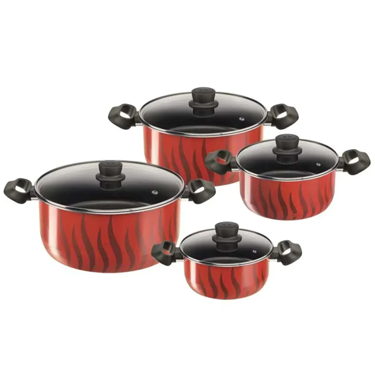 Tefal Tempo Flame - 8pcs Set: Stewpots 18/22/26/30 + Glass Lids