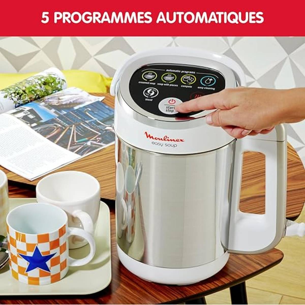 Moulinex Easy Soup, 1000w, 1.2l, 5 Programs, Automatic, + Free Livre De Recette