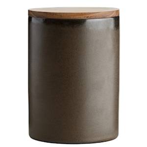 Canister Aida Raw Metallic Brown W/lid Teak 15*10