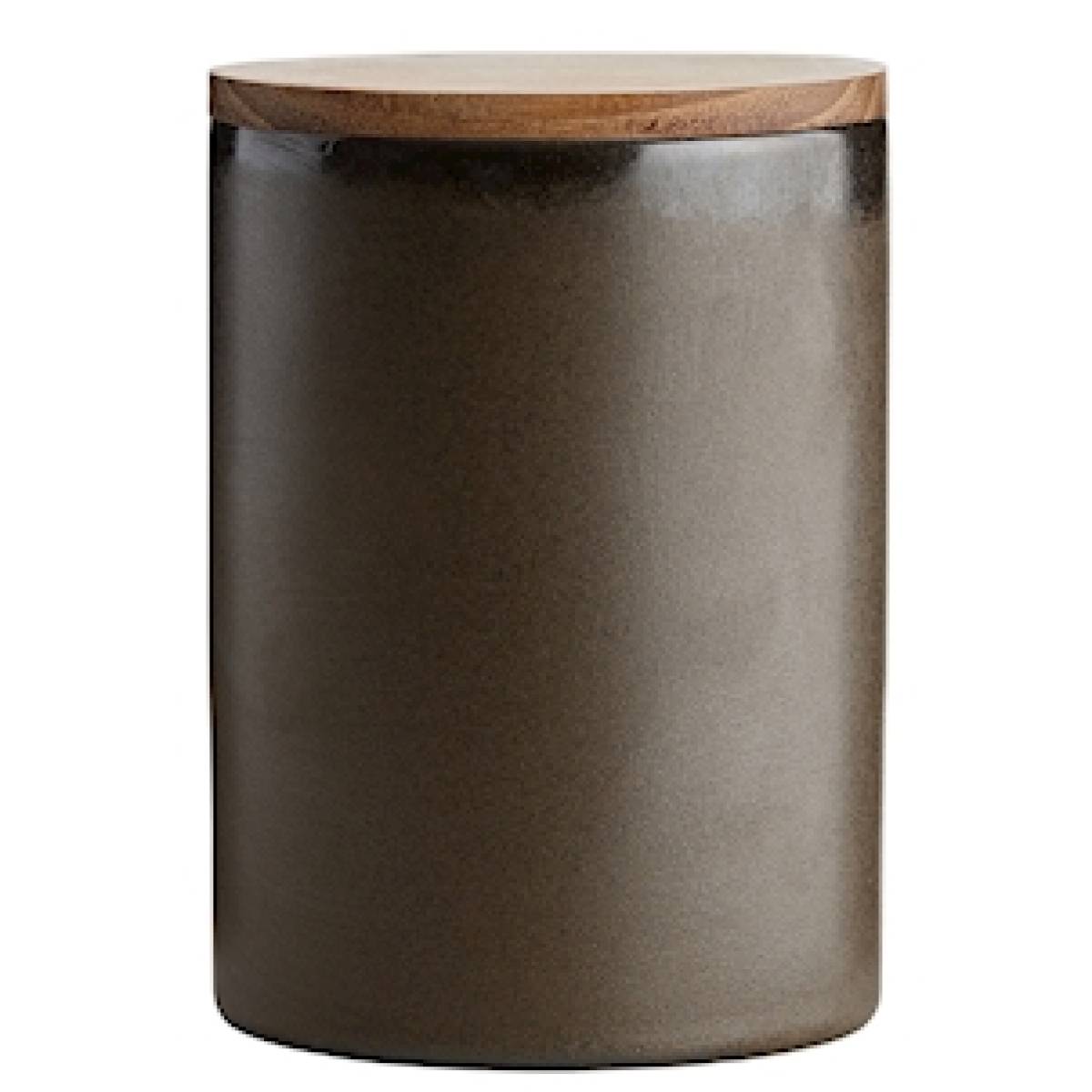 Canister Aida Raw Metallic Brown W/lid Teak 15*10