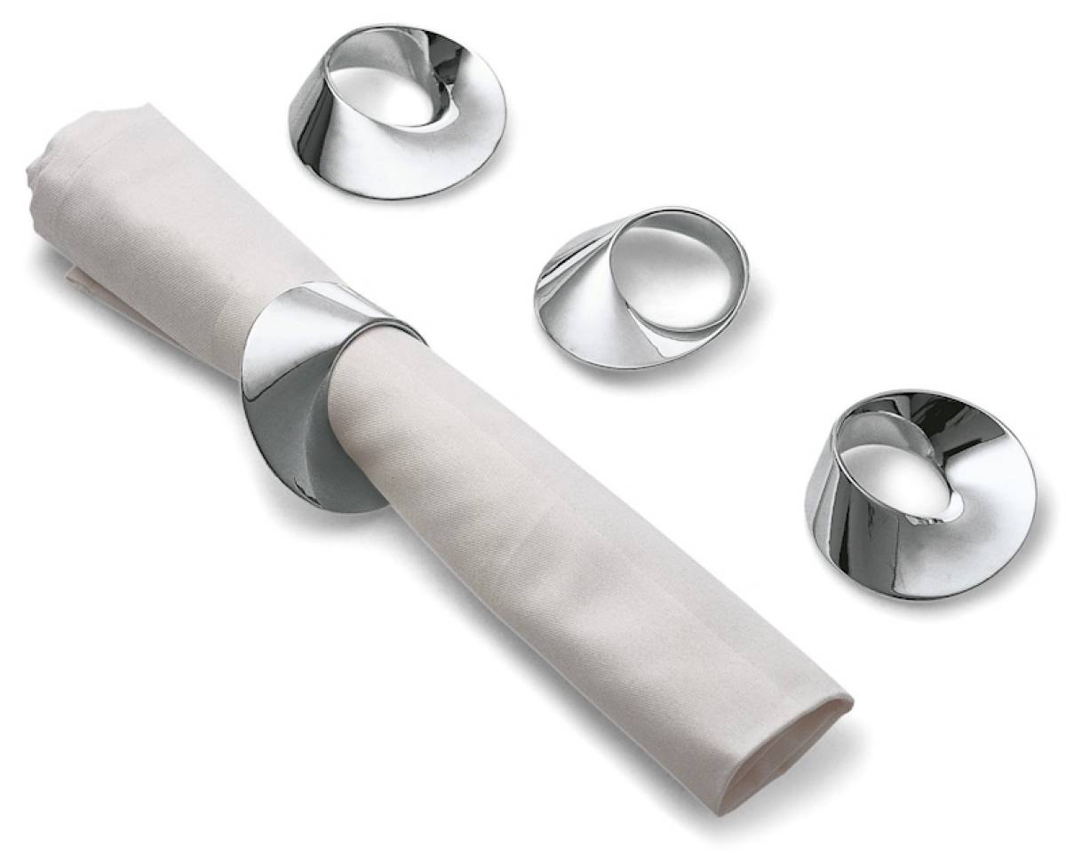 Set Of 4 Swirl Napkin Rings Philippi Nickel 193180