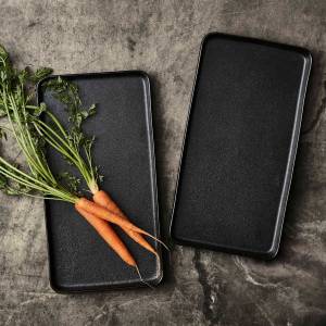 Set Of 2 Rectangular Dish Aida Raw Titanium Black