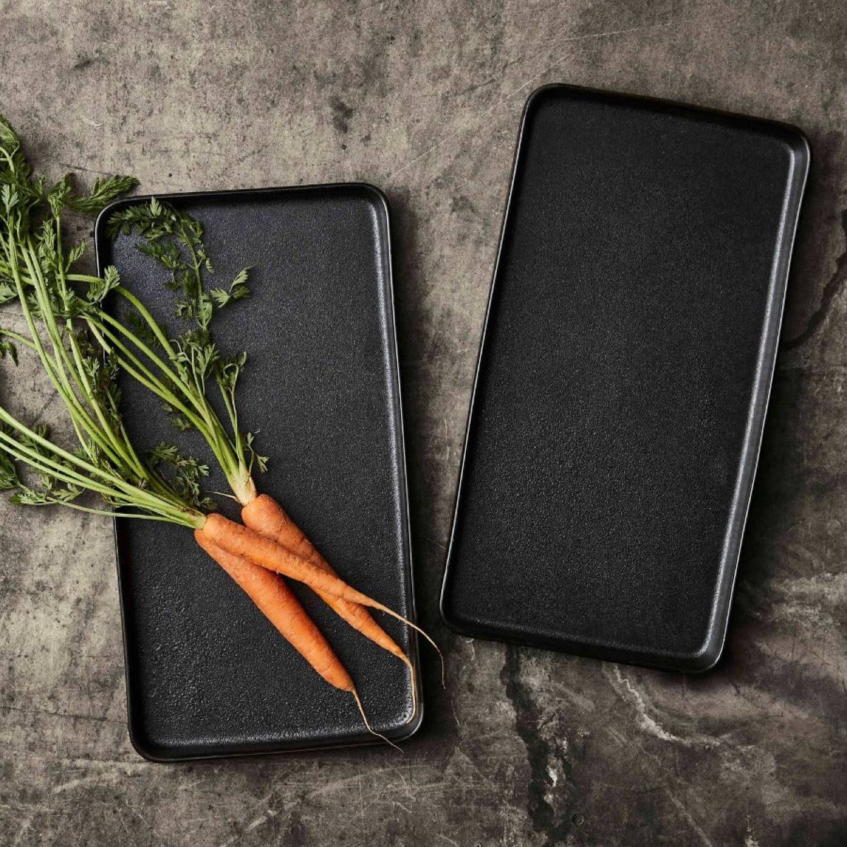 Set Of 2 Rectangular Dish Aida Raw Titanium Black