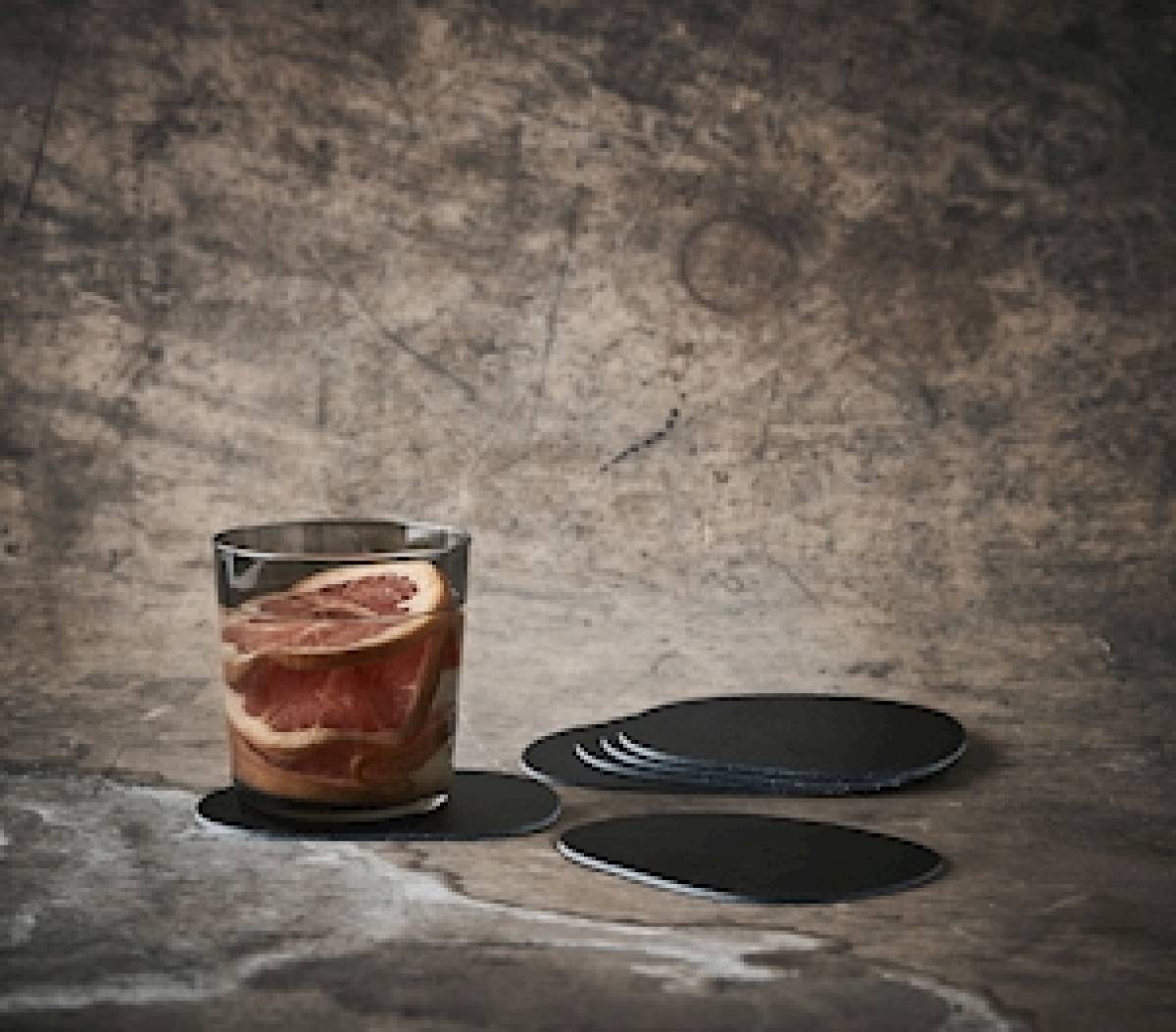 Set 6 Buffalo Coasters Aida Raw Leather Black15485