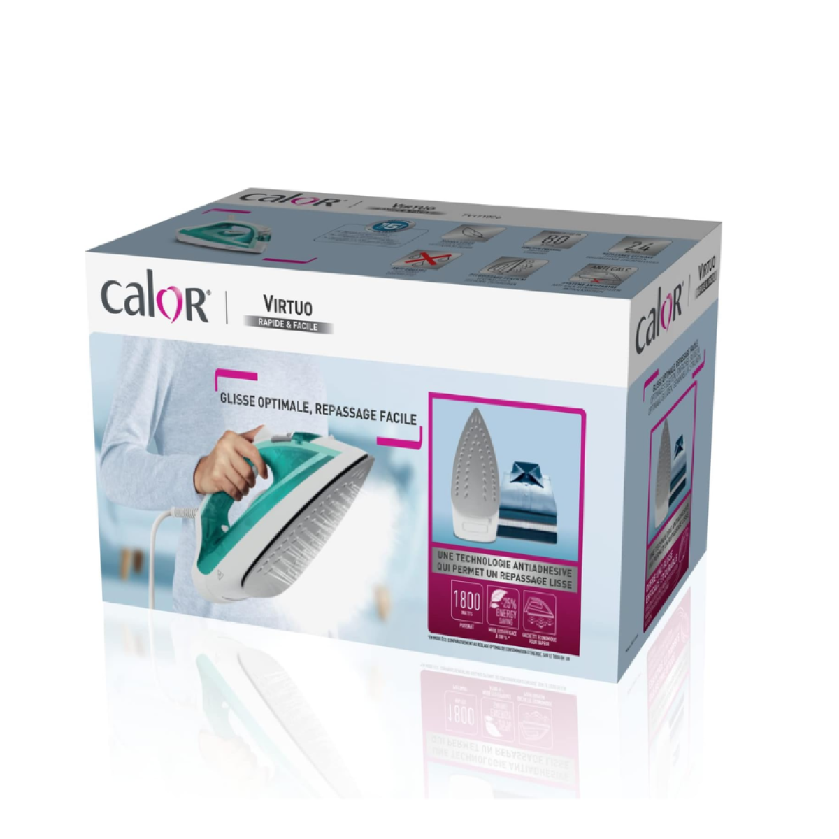 Calor Virtuo, 1800w, 24g/min, 80g/min, Anti-drip, Vertical Steam, Anti-calc