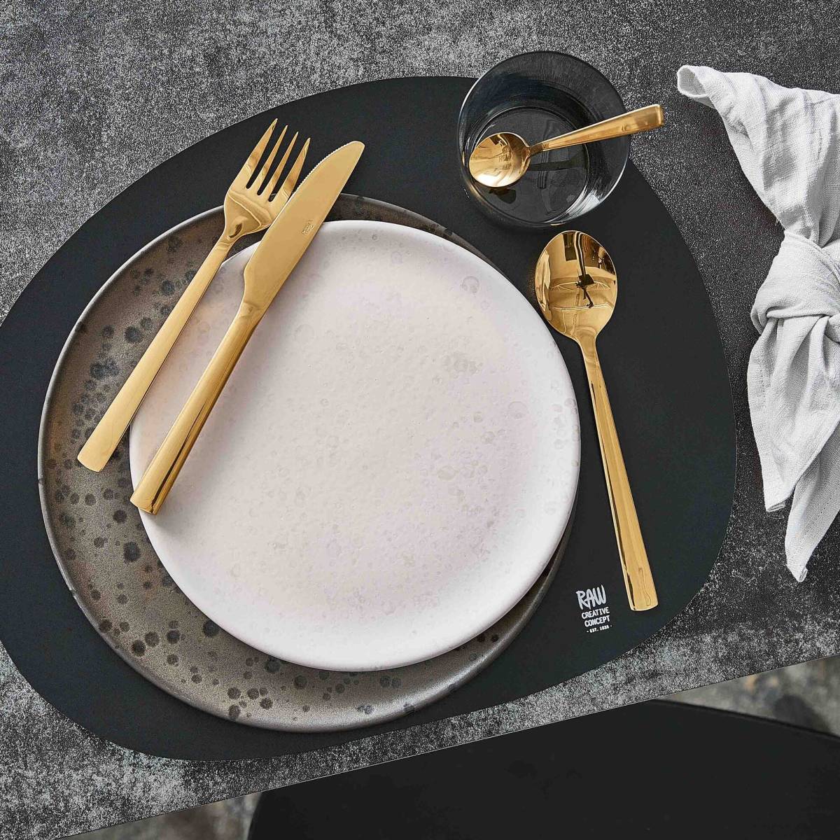 Set Of 4 Napkins Aida Raw Linen Light Grey 15681