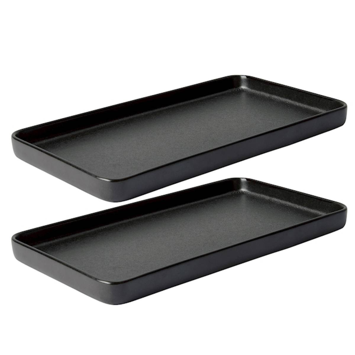 Set Of 2 Rectangular Dish Aida Raw Titanium Black