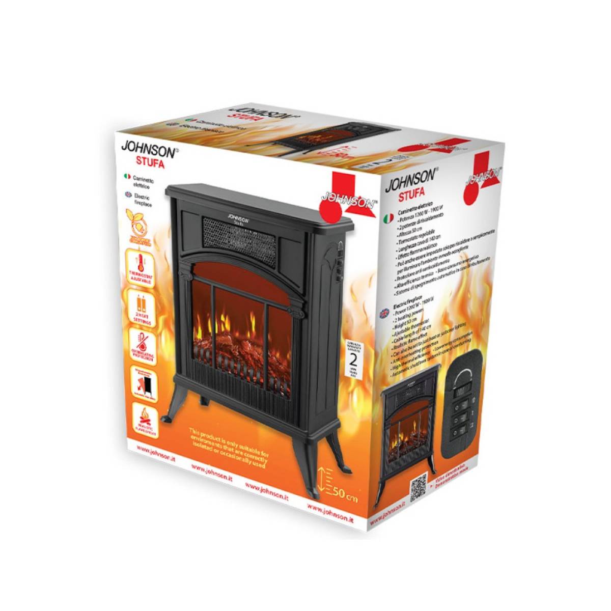 Johnson Ventilated Electric Fireplace Stufa Heater, Sf-2301