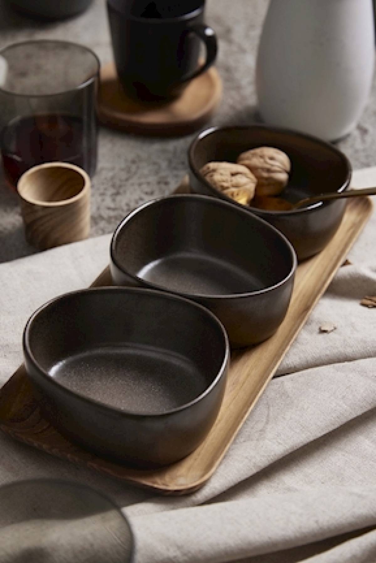 Set Of 3 Bowls Aida Raw Organic Metallic Brown