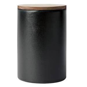 Canister Aida With Lid Raw Titanium Black Teak