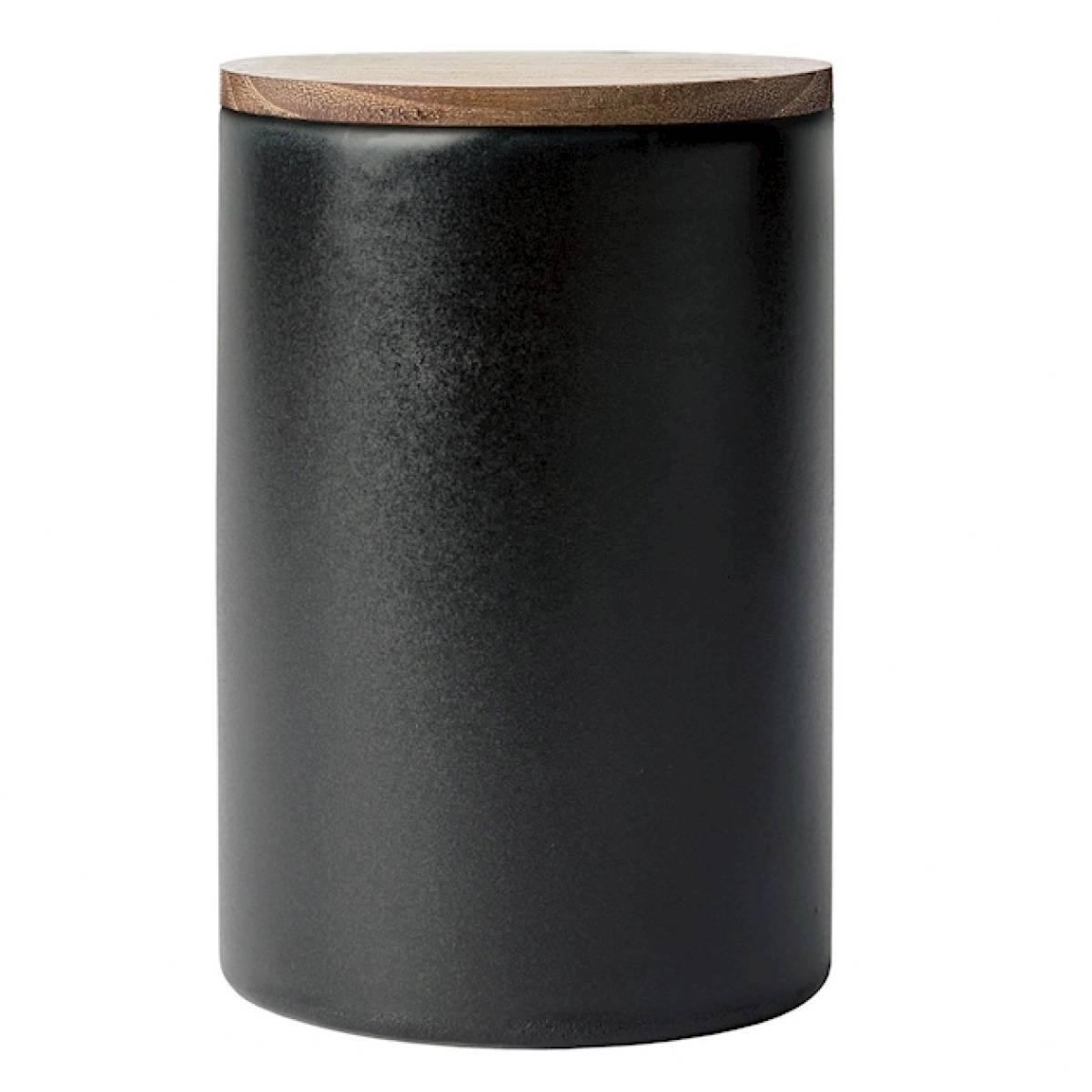 Canister Aida With Lid Raw Titanium Black Teak