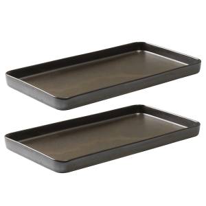Set Of 2 Rectangular Dish Aida Raw Metallic Brown
