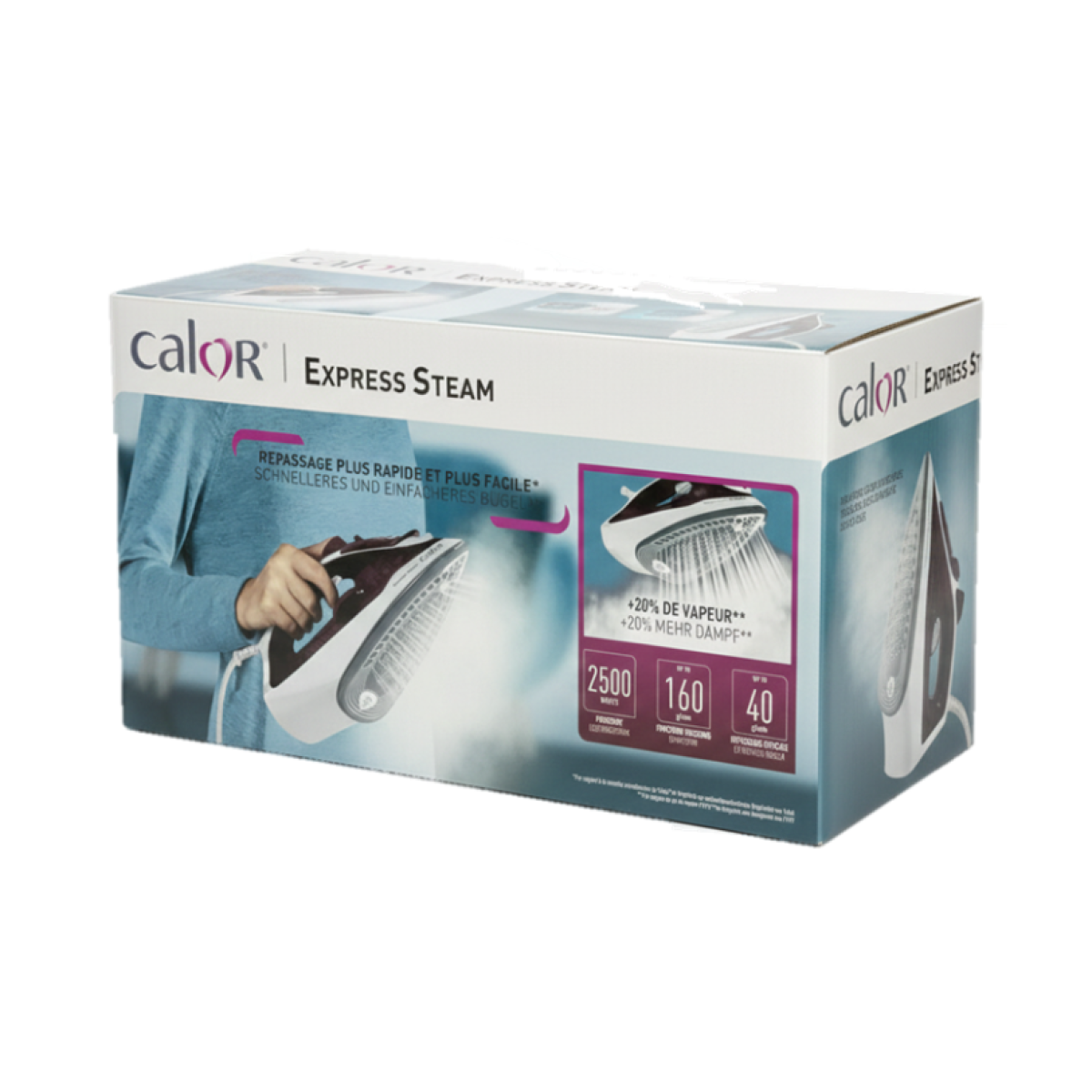 Express Steam, 2500w, 40g/min, 160g/min, Anti-drip, Xglide Diffusion, Vertical Steam