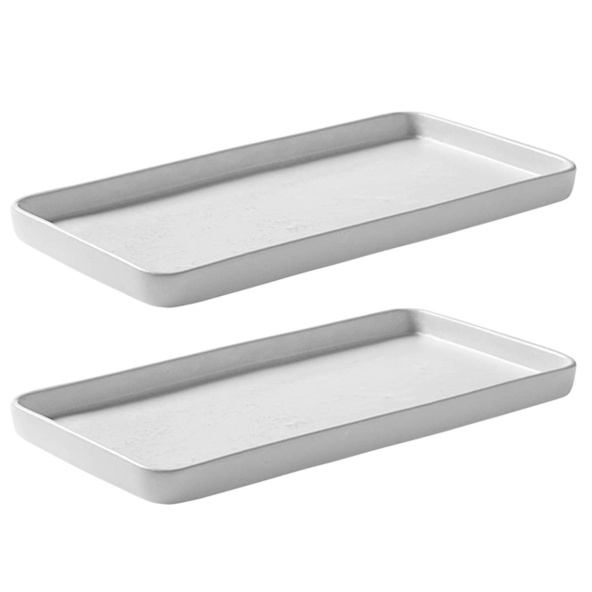Set Of 2 Rectangular Dish Aida Raw Arctic White