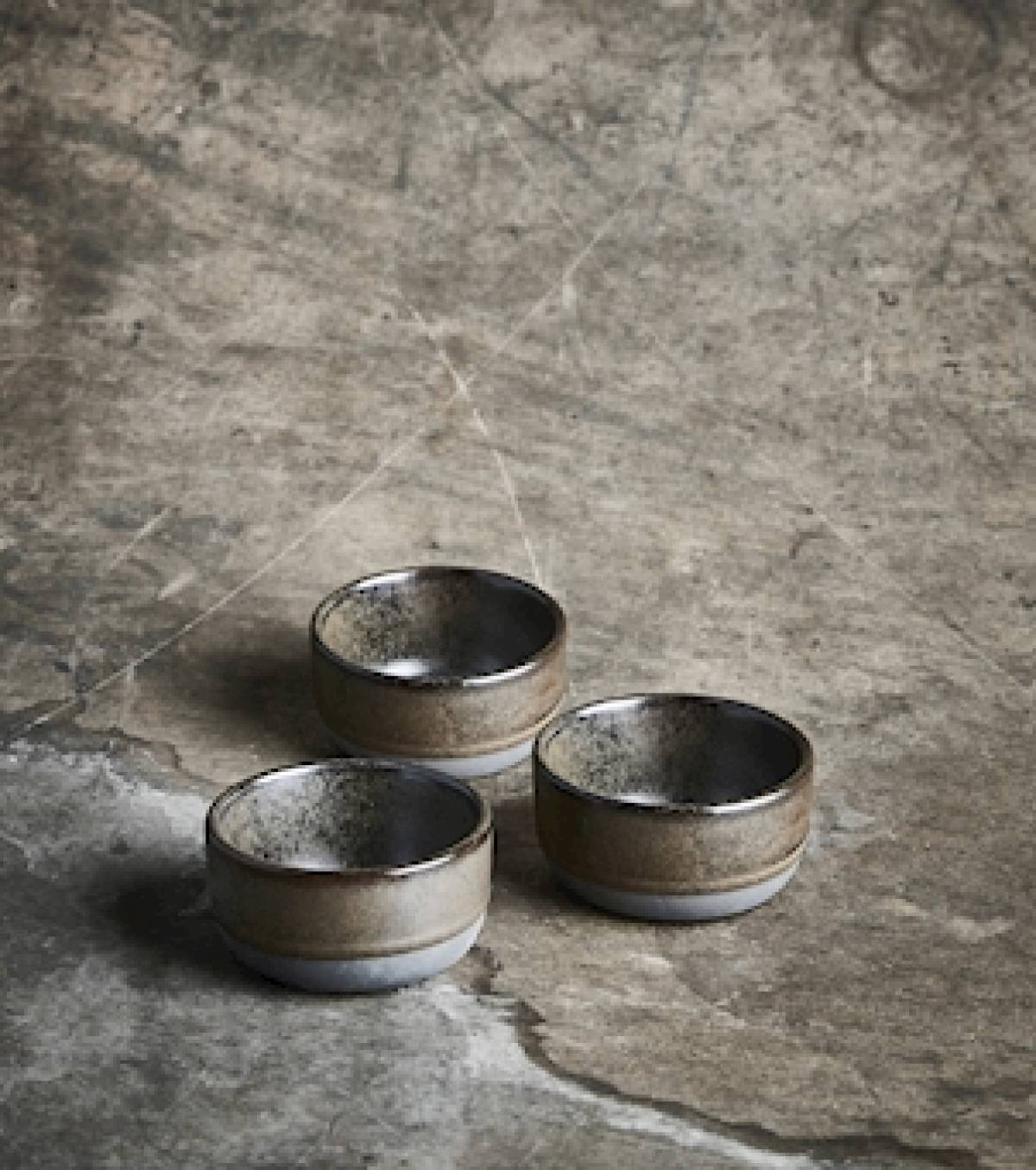 Set Of 3 Mini Bowl Aida Raw Metallic Brown 7.5*3.8
