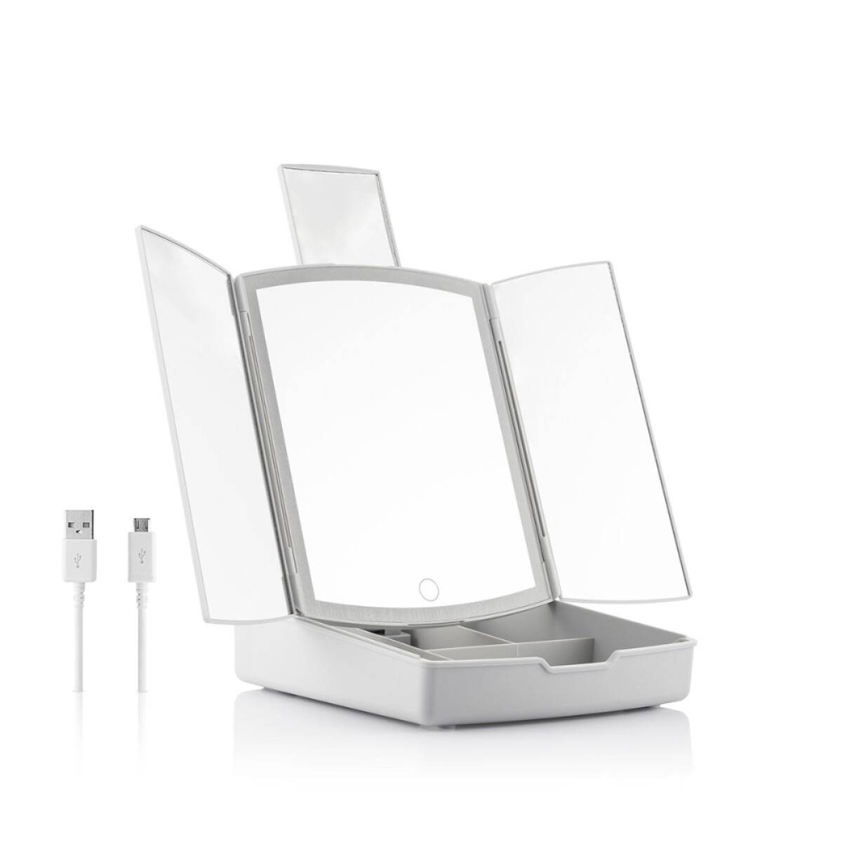 Innovagoods 3-in-1 Folding Led Mirror With Make-up Organiser Panomir, V0103402